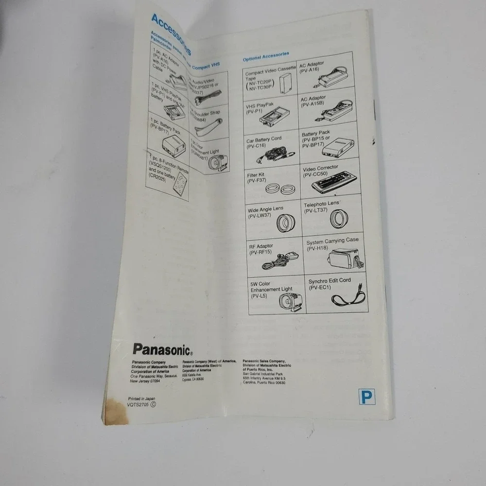 Panasonic Palmcorder-PV-42 As is For Parts Untested